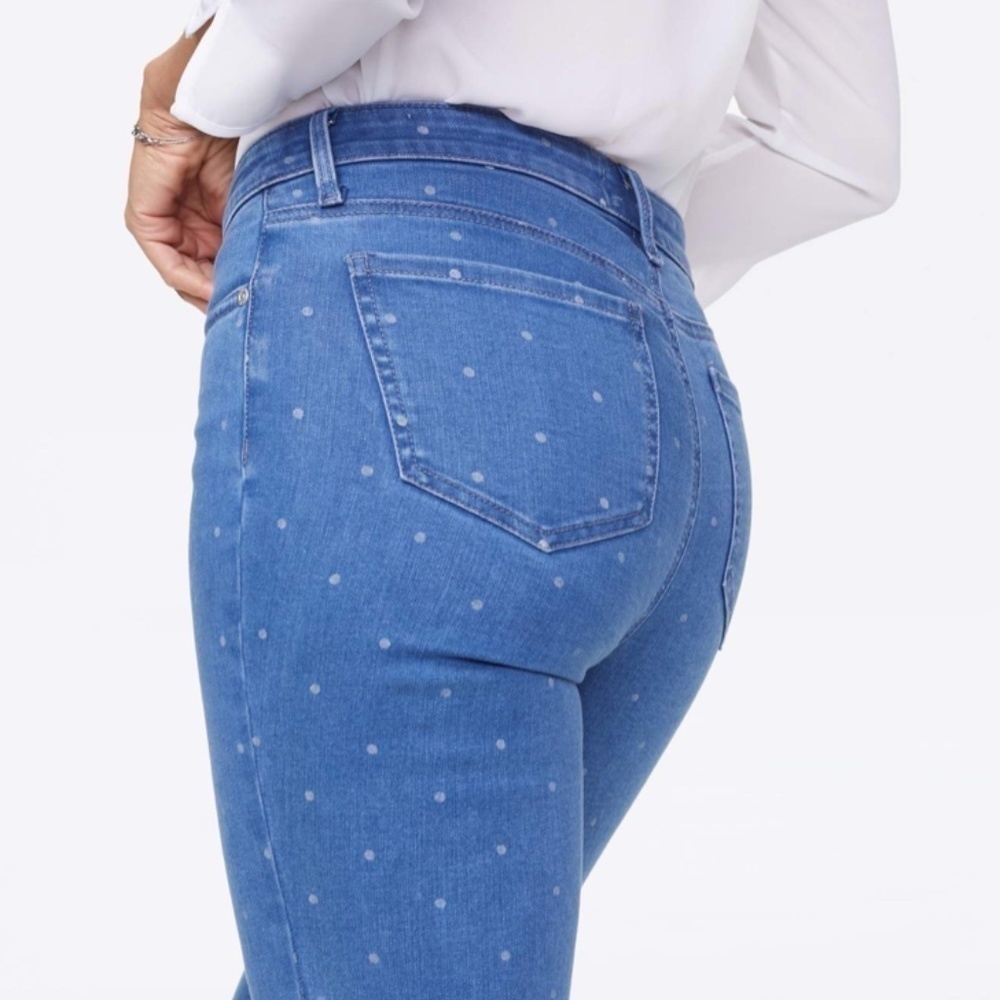 NYDJ Curves 360 Polka Dot Blue Straight Ankle Jeans - Picture 2 of 8